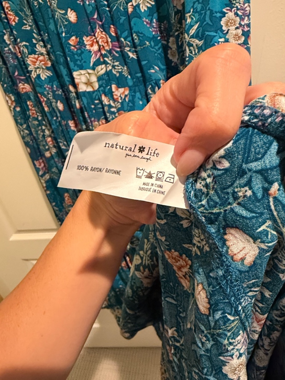 Natural life size medium blue floral dress - Picture 4 of 5